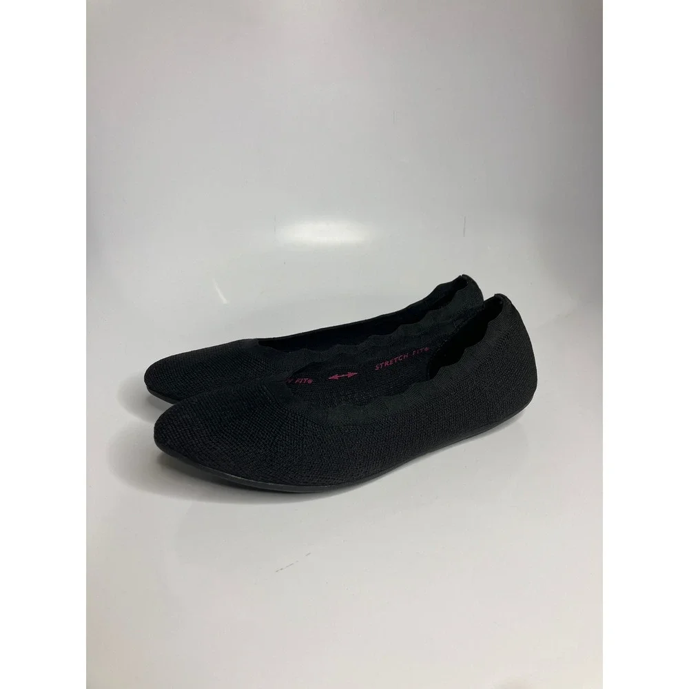 Skechers Cleo 2.0 Love Spell Flats Womens 9 Black Excellent Stretch Fit Knit